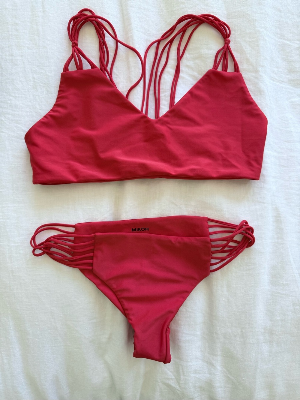 Mikoh Red Strappy Bikini Set